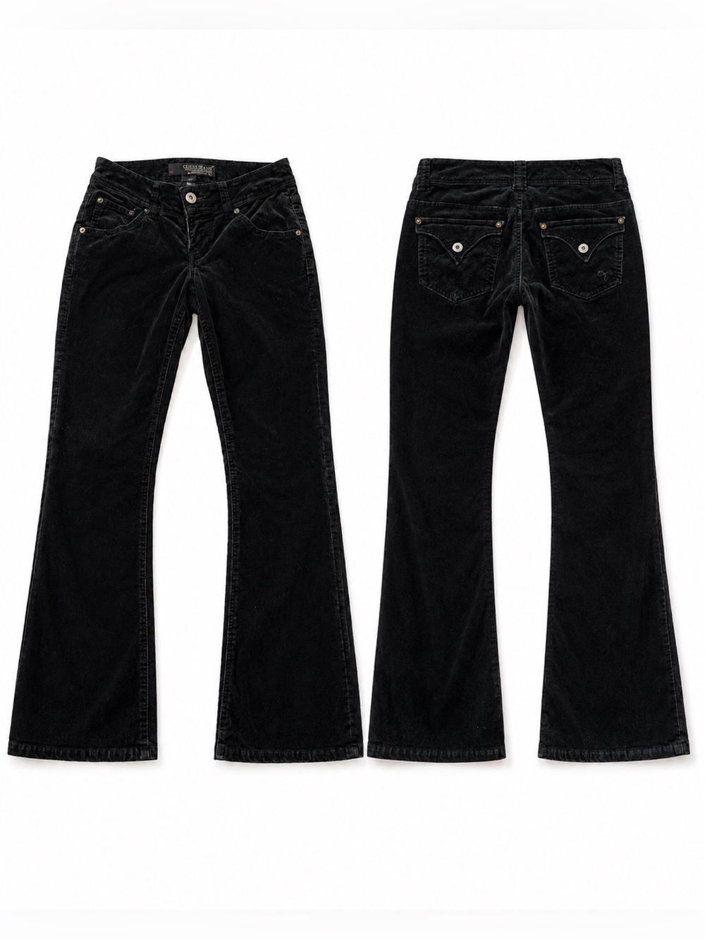 Guess Black Velour Flare Jeans